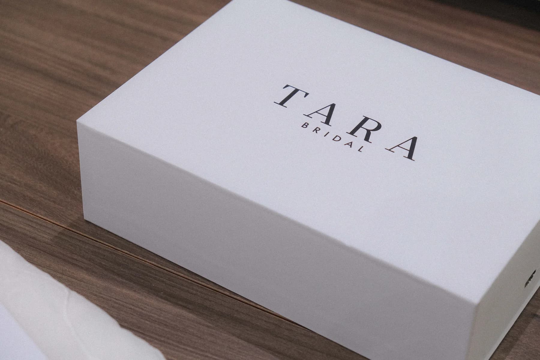 A finished Tara Bridal veil packed for shipping
